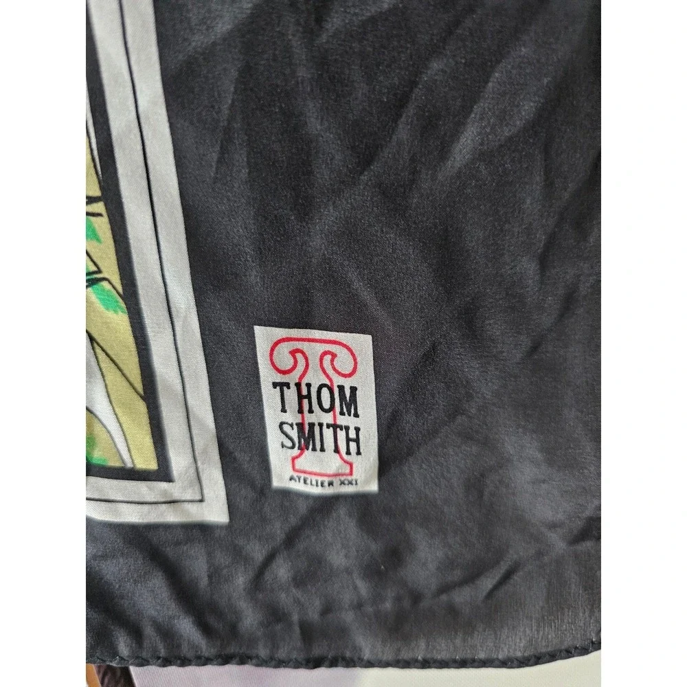 Thom Smith Atelier XXI Large Square Silk Scarf Fashion Illustration Bamboo Print